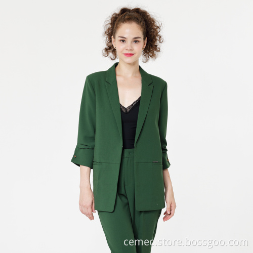 Dark Green Ladies Blazer Suit